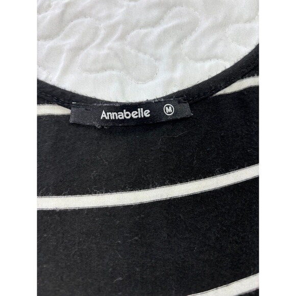 Annabelle Black White Striped Flowy Fit & Flare Long Sleeve Dress size medium - Picture 8 of 8